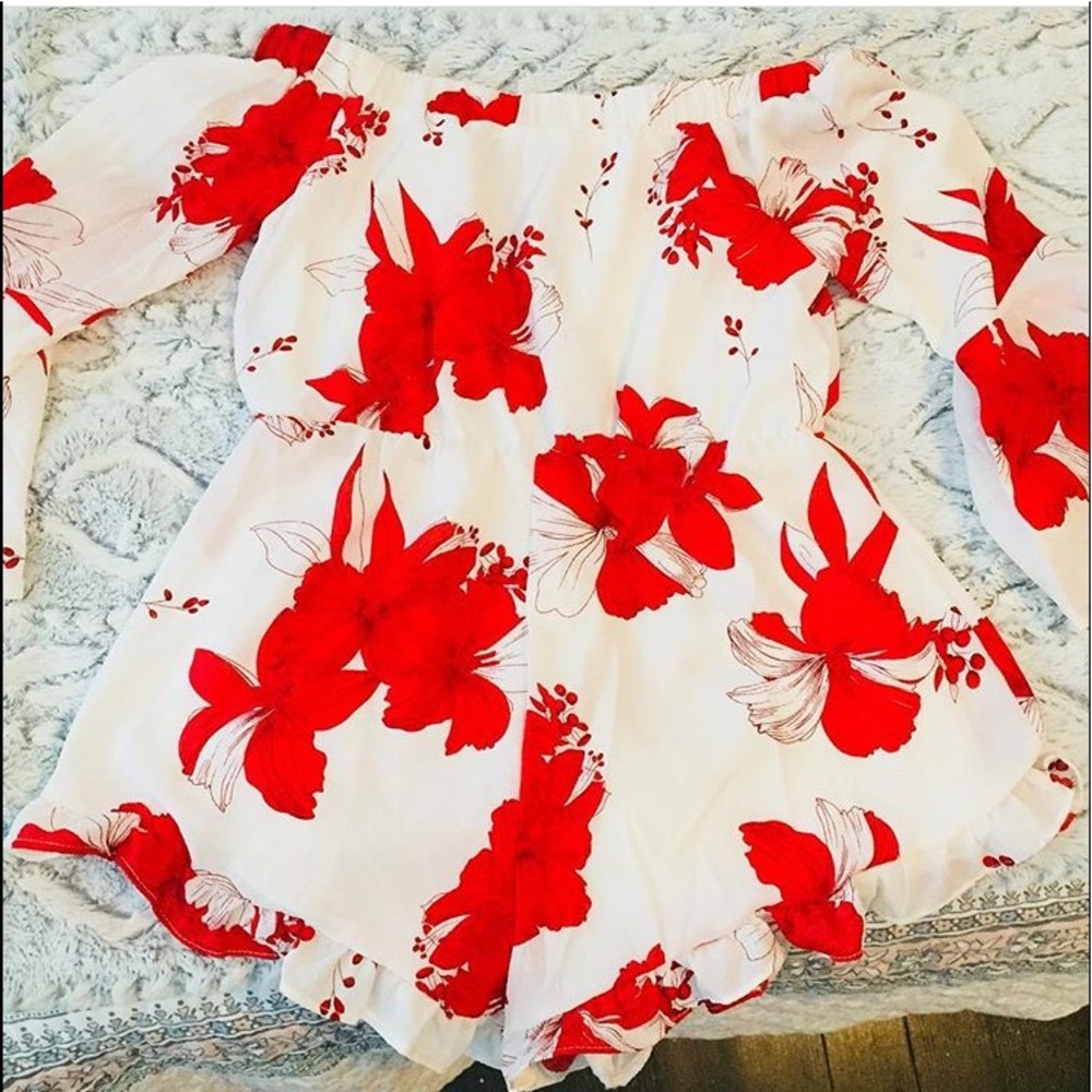 Off-The-Shoulder Floral Romper